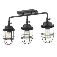 Golden 9808-LSF BLK - Golden Lighting Seaport 3-light Semi-Flush Mount in Matte Black